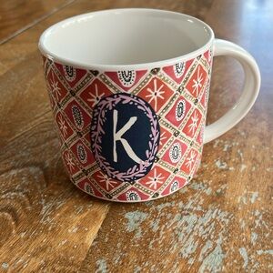 Anthropologie Jo Quote Monogram Mug Letter K Coffee Tea Cup